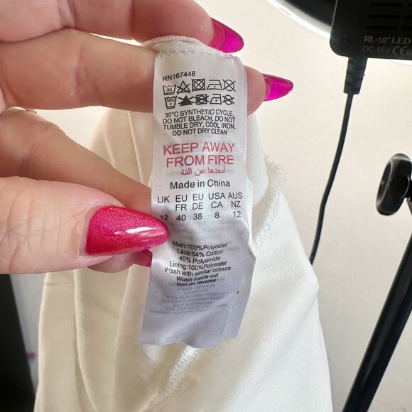 NWT Pretty Little Thing White Lace Pleated Drop Waist Micro Mini Skirt 8 - Picture 8 of 10